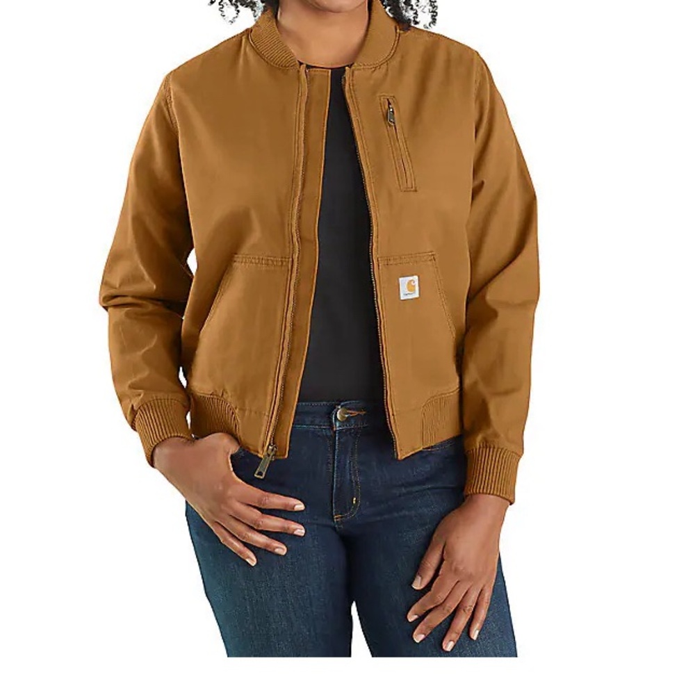Carhartt Brown Utility Jacket with Ribbed Collar and Cuffs